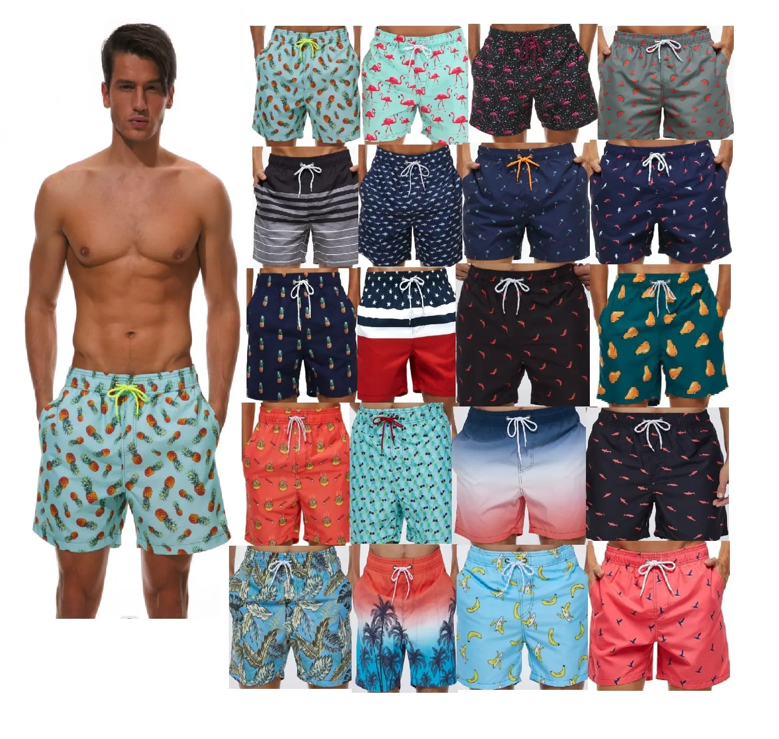 Shorts de praia com logotipo personalizado, bermuda masculina para natação, bermuda de verão, estampas de subolmação para homens, secagem rápida