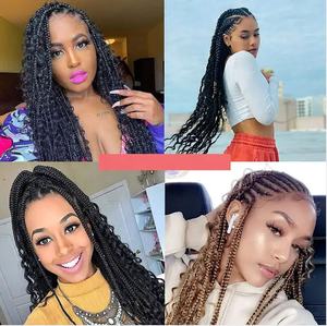 Venta al por mayor sintético prelooped Bob desordenado diosa Locs caja río trenzas ganchillo bohemio pelo con rizado Ombre Borgoña - Product Image 2