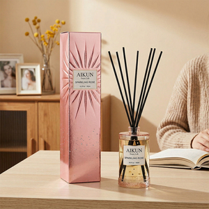 Aikun Gift Box Private Label Blush Metallic Tall Round 192ml MMB Sparkling Rose Reed <b>Diffuser</b> Set For Bedroom Desk Gift Brands - Product Image 1