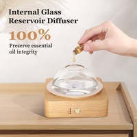 Humidificateur intelligent en bois naturel de luxe avec logo personnalisé, 200 ml, diffuseur d'arômes ultrasonique avec réservoir en verre pour la maison