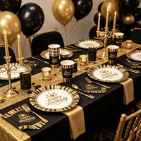 Nouvel ensemble de vaisselle jetable de luxe Lanweier pour les fêtes d'anniversaire et les festivals, avec assiettes, serviettes et ballons colorés