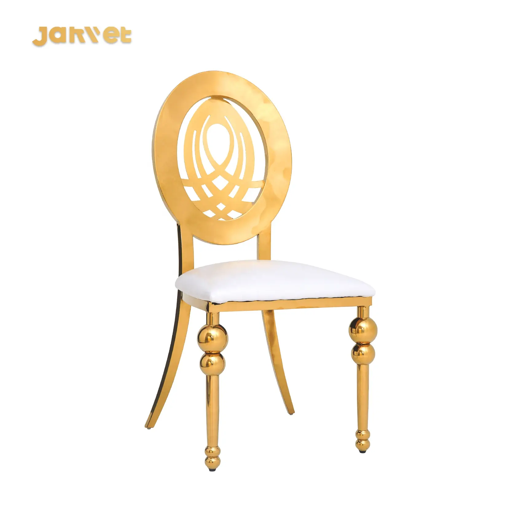 Luxury Event Rental Royal Banquet Venue Stainless Steel Wedding Hall Chairs Gold