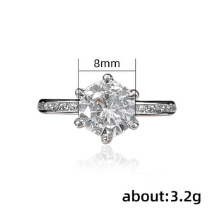 Anello di Diamanti F1402 per Donna, Classico Anello di Fidanzamento con Diamante Rotondo Taglio Brillante Coltivato in Laboratorio e Pietre Laterali - Product Image 5