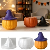 Moule en silicone Halloween : Chapeau de sorcière, citrouille, crâne – Outil de bricolage pour la fabrication de bougies, de gypse et de résine