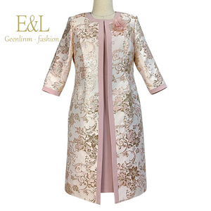 Plus Size 2-Piece Formal African Church Dress Suits Set for Women with Long <b>Jacket</b> and Button Detail - Product Image 5