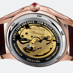 Factory Buck Custom Stainless Steel Case Calendar <strong>Skeleton</strong> Flywheel Lady;<strong>s</strong> Mechanical <strong>Watch</strong> - Product Image 6