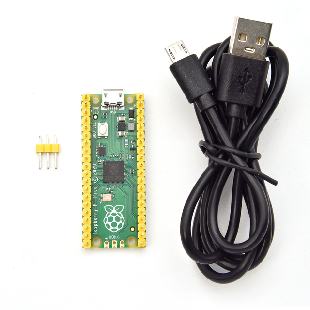 Raspberry Pi Pico Board with Upward Soldered Pin Header + USB Cable Raspberry Pi Pico Microcontroller Board Development Board