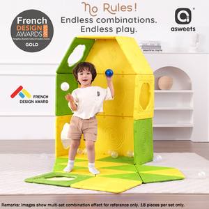 Asweets Piastrelle Magnetiche Personalizzate OEM ODM per Bambini, 18 Pezzi Grandi Pannelli da Costruzione in Schiuma EPP, Gioco Aperto per Bambini Piccoli, Giallo Verde - Product Image 5