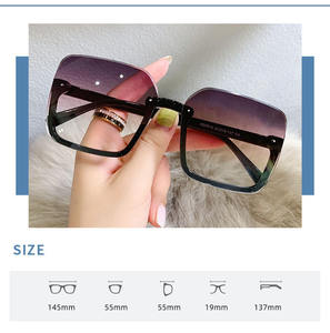 Grandi donna top alla moda occhiali da <span class=keywords><strong>sole</strong></span> mezza montatura da donna eleganti occhiali da <span class=keywords><strong>sole</strong></span> oversize quadrati di vendita calda di fascia alta coreano nero - Product Image 5