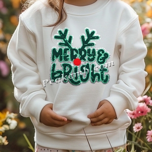 Toppa Ricamata Personalizzata 'Merry & Bright' <span class=keywords><strong>con</strong></span> Bordo in Glitter <span class=keywords><strong>Argento</strong></span> e Perline su Tessuto in Tela per Cappelli - Product Image 3