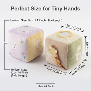 <span class=keywords><strong>Cube</strong></span> <span class=keywords><strong>d</strong></span>'activités en peluche pour bébé, blocs sensoriels doux en peluche, jouets éducatifs pour nourrissons, vente en gros, fabrication OEM personnalisée - Product Image 3