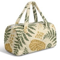 Tas Duffel Perjalanan Bermotif Bunga Hawaii dengan Label Pribadi, Dilengkapi Ritsleting dan Pegangan, untuk Perjalanan Akhir Pekan