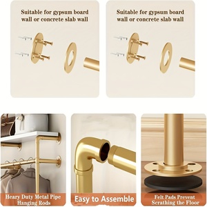 Appendiabiti Industriale Robusto in Metallo Dorato da Parete, Organizzatore per Abbigliamento, Espositore per Negozi, Stendibiancheria per Casa - Product Image 5