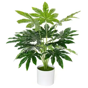Fabrika satış yüksek kaliteli sahte çiçek 45 cm Fatsia yapay bonsai bitki ev dekorasyon için