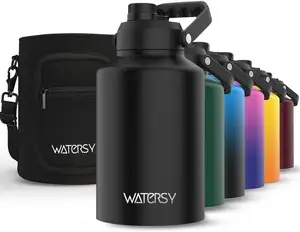 Watersy 64oz /128 oz不锈钢绝缘1加仑水壶咆哮器防漏运动水瓶户外野营