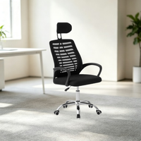 Chaise de bureau ergonomique haut de gamme, confortable, réglable en hauteur, avec dossier haut en mesh et appui-tête