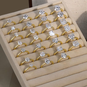 Nhẫn cưới LZR RINNTIN 1CT 2CT 3CT 4CT bạc 925 Sterling, đá đơn, mạ vàng cao cấp 8A, dành cho nữ - Product Image 1