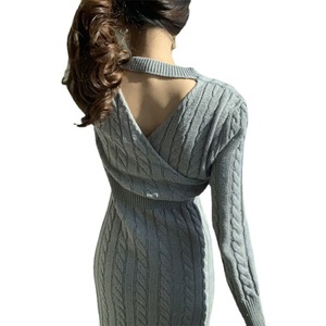 Abito Maglione Lavorato a Maglia da <span class=keywords><strong>Donna</strong></span>, Vestito Pullover Caldo Casual Autunnale Invernale, Spesso, Tinta Unita, Stile Coreano, Nuovo Arrivo Autunnale - Product Image 6