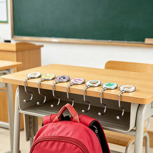 Desk Side Backpack Hooks Metal Single Hook 1-3kg Load Capacity For Classroom Dormitory Use - Product Image 1