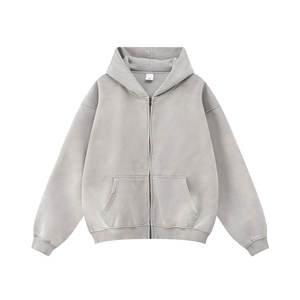 2025 nouveau Style 332GSM poids lourd hommes sweats à capuche zippés à capuche singe lavage rétro polaire coton Polyester sweats à capuche unisexe - Product Image 3