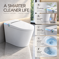 Toilette intelligente moderne avec bidet intégré, capteur au pied, chasse d'eau automatique, siège chauffant, séchoir à air chaud, lumière d'ambiance monocolore et télécommande