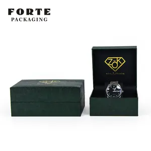 forte green single double watch packaging box top bottom covers box custom logo