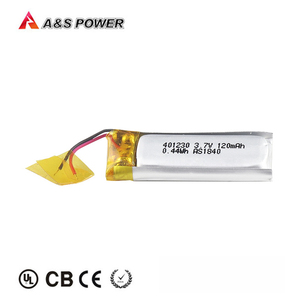 401230 wide application field <span class=keywords><strong>3</strong></span>,7 V 100 mAh 120 mAh ultra thin lithium polymer battery - Product Image 1