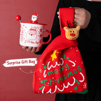 Ensemble de tasses en céramique personnalisées pour Noël avec des motifs de Noël et un coffret cadeau pour les cadeaux d'entreprise, vente en gros, logo personnalisé