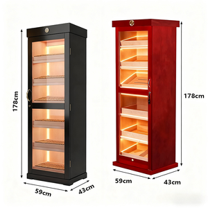 Humidor de cigares d'usine avec serrure, 6 plateaux, grand humidor en bois de cèdre espagnol, capacité de 1000 cigares, contrôle de la lumière - Product Image 3