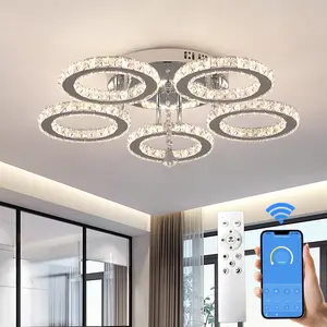 Custom 27W 45W Surface Mounted Round Led Crystal Ceiling Lights For Living Room