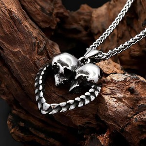 Collar con colgante de corazón de calavera yunnique, joyería de moda unisex de acero inoxidable, cadena de 60cm A0318 - Product Image 1