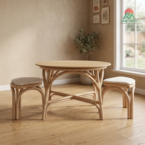 Nhat Minh Children's Rattan <b>Table</b> And <b>Chair</b> Set Round Rustic Eco-Friendly <b>Dining</b> Furniture For Kids .<b>foldable</b> - Product Image 4