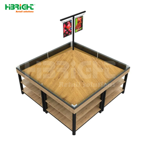 Exhibidor de Frutas y Verduras de Madera Natural Highbright |   Exhibidores Redondos y Cuadrados para Promoción de Productos en Supermercados - Product Image 2