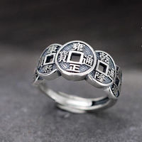 Cincin Jari Telunjuk Vintage Grosir, Koin Tembaga Lapis Anti Perak, Gaya Punk Dominan, Cincin Koin Lima Kaisar, Hadiah untuk Pria