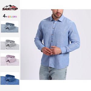 Chemise décontractée vintage à rayures à manches longues <span class=keywords><strong>pour</strong></span> <span class=keywords><strong>homme</strong></span>, cardigan décontracté à boutons, chemises habillées extensibles de couleur unie - Product Image 1