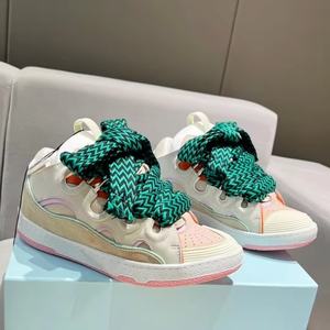 Chaussures de sport de luxe de haute qualité à lacets, bout fermé, motif vague coloré, en cuir véritable, larges et plates - Product Image 1