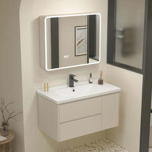 Set furnitur mandi kecil tahan air, kabinet kamar mandi kayu + kayu lapis persegi Modern Solid Vanity 32 inci - Product Image 1