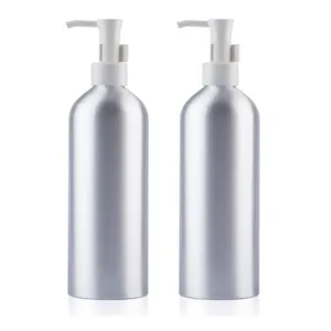 500ml Garrafas Loção de Alumínio Bomba Recarregável Sabão Dispenser Shampoo Garrafa Logotipo Personalizado com Bloqueio Cosmético Screen Printing