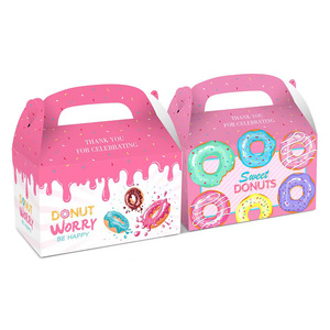 定制印刷面包店甜甜圈带走纸盒，甜甜圈包装盒带手柄食品蛋糕包装刚性盒LX <span class=keywords><strong>100</strong></span>件 - Product Image 3
