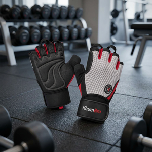 Guantes de Entrenamiento Transpirables KhumBro de Medio Dedo para Gimnasio, Unisex, con Palma de Silicona Antideslizante y Correa de Muñeca Ajustable |   Fisicoculturismo - Product Image 2