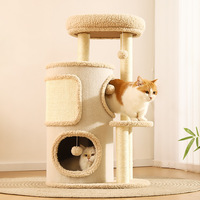 Tour d'escalade pour chat à 4 niveaux, gain de place, avec hamac, surfaces à gratter double face en sisal, montage facile
