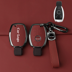 Étui de <span class=keywords><strong>protection</strong></span> pour clé de voiture en alliage de zinc et cuir de haute qualité, personnalisable avec logo, pour clé <span class=keywords><strong>Mercedes</strong></span> Benz - Product Image 2