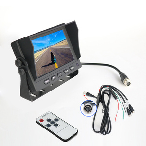 Moniteur de voiture avec écran IPS de 5 pouces, 2 entrées vidéo, pour caméra de recul de camion, bus, voiture, 2 canaux, 4 broches, avec pare-soleil, connecteur 8 broches - Product Image 1