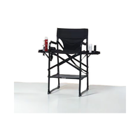 Chaise de maquillage pliante à pieds hauts, chaise de réalisateur avec hauteur supplémentaire, chaise de beauté avec double plateau et appui-tête