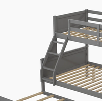 Lit superposé double gris avec lit gigogne et bureau intégré Lit à deux couches pour enfants/enfants/étudiants avec lit gigogne