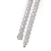 Chaîne et Bracelet Hip Hop Rock 9mm entièrement sertis de zircons, plaqué or rhodié 18K, avec maillons solitaires étincelants, en laiton géométrique