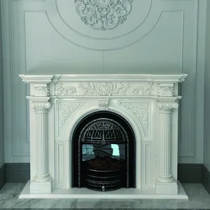 Vendita diretta della fabbrica del camino in marmo bianco di marmo naturale di fascia alta personalizzazione di benvenuto portautensili in marmo