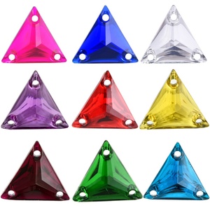 OLeeya Vente en gros de cristaux à coudre en résine triangulaires de 12 mm, 16 mm, 22 mm, strass à dos plat à coudre pour accessoires vestimentaires - Product Image 2