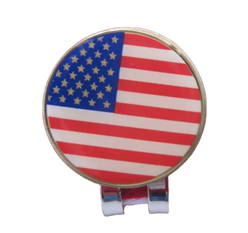 Benutzer definierte USA Flagge Doming Ball Marker magnetische Golf Hut Clip