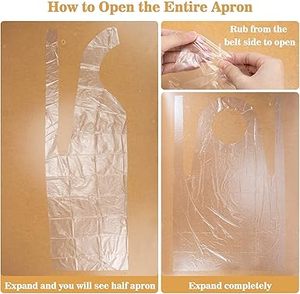 Huamaohengchun200 Plastic <b>Disposable</b> <b>Aprons</b> Adults - Waterproof <b>Aprons</b> Kids Painting Smocks Eating Bibs for Hair Dye Baking Cook - Product Image 3